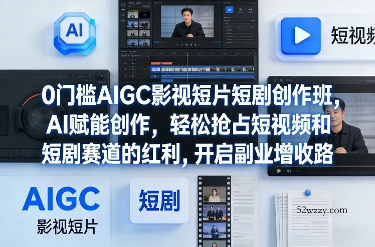 0门槛AIGC影视短片短剧创作班，AI赋能创作，轻松抢占短视频和短剧赛道的红利，开启副业增收路-微众资源