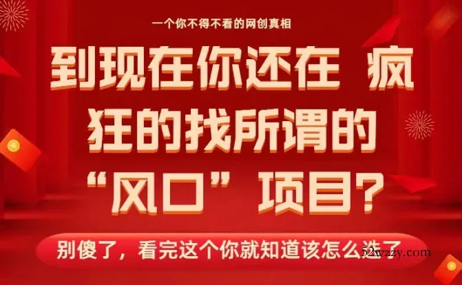 马上26年了，你还在找所谓的风口项目？别傻了，看完这个你全都懂了！【揭秘】-微众资源