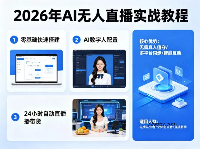 2026年AI无人直播实战教程，零基础也能快速搭建AI数字人无人直播间，实现24小时自动直播带货-微众资源
