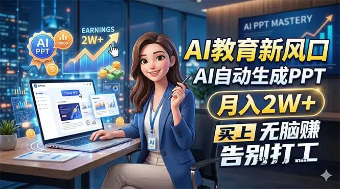AI教育新风口，AI自动生成PPT，月入2W+，无脑赚，告别打工-微众资源