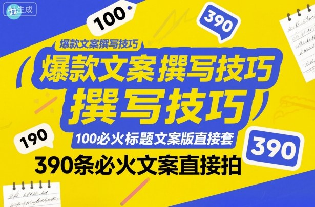 爆款文案撰写技巧，100个必火标题文案模版直接套，390条必火文案直接拍-微众资源
