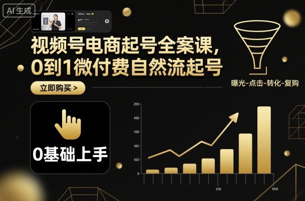 视频号电商起号全案课，0到1微付费自然流起号-微众资源