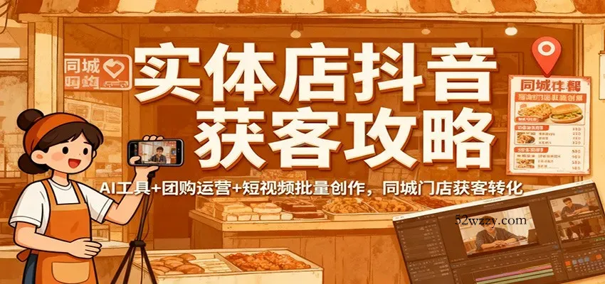 实体店抖音获客攻略：AI工具+团购运营+短视频批量创作，同城门店获客转化-微众资源