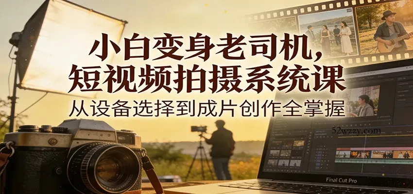 小白变身老司机，短视频拍摄系统课，从设备选择到成片创作全掌握-微众资源