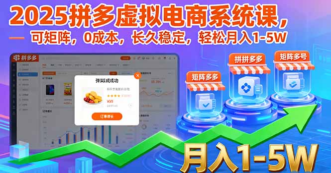 2025拼多多虚拟电商系统课，可矩阵，0成本，长久稳定，轻松月入1-5W-微众资源