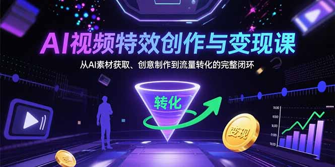 AI视频特效创作与变现课：从AI素材获取、创意制作到流量转化的完整闭环-微众资源