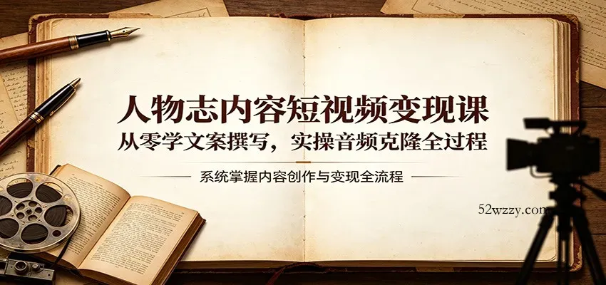人物志内容短视频变现课：从零学文案撰写，实操音频克隆全过程-微众资源