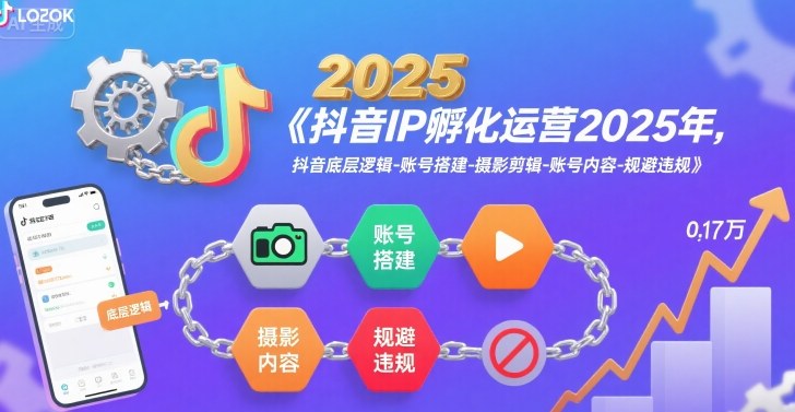 抖音IP孵化运营2025年，抖音底层逻辑-账号搭建-摄影剪辑-账号内容-规避违规-微众资源