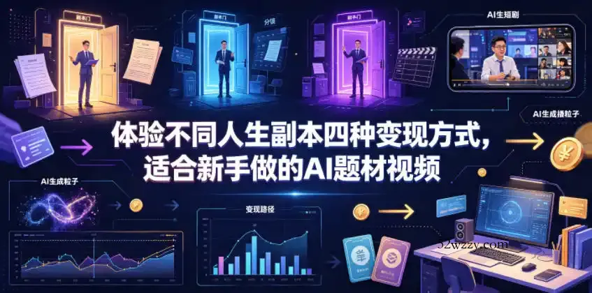 体验不同人生副本四种变现方式，适合新手做的AI题材视频-微众资源