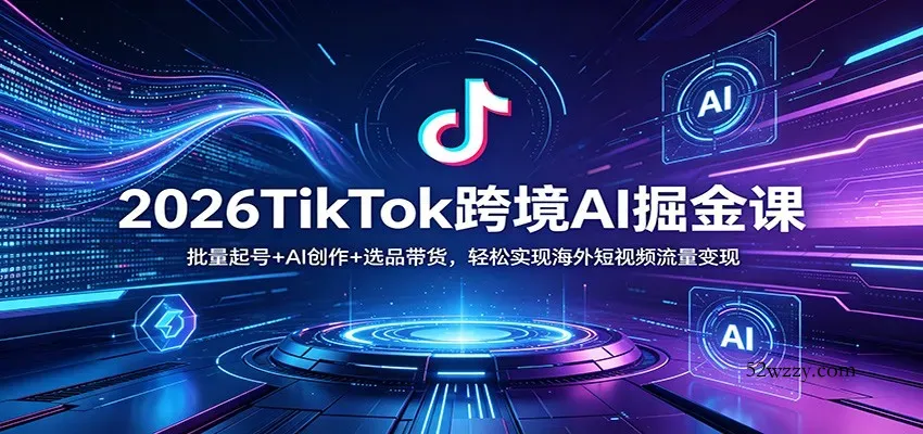 2026TikTok跨境AI掘金课：批量起号+AI创作+选品带货，轻松实现海外短视频流量变现-微众资源