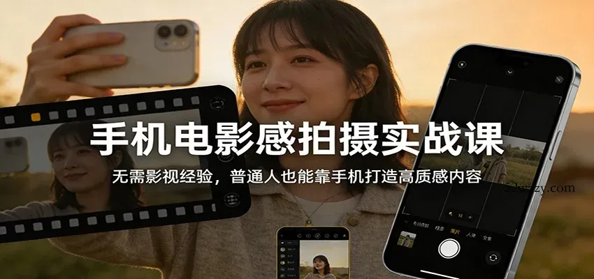 手机电影感拍摄实战课：无需影视经验，普通人也能靠手机打造高质感内容-微众资源