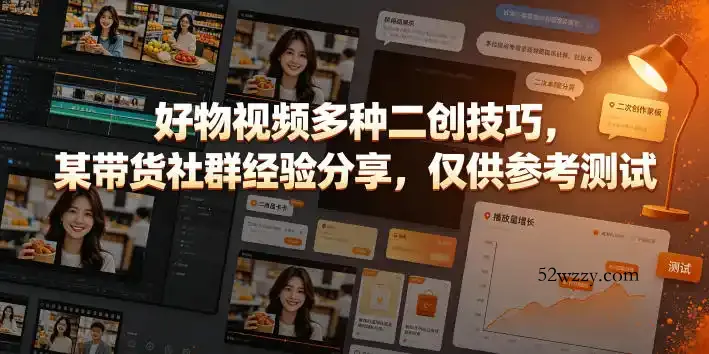 好物视频多种二创技巧，某带货社群经验分享，仅供参考测试-微众资源