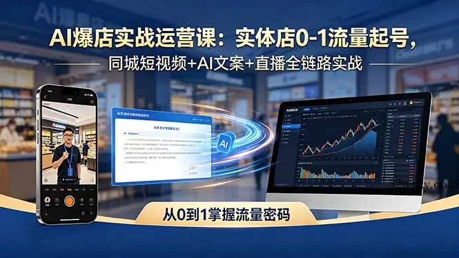 AI爆店实战运营课：实体店0-1流量起号，同城短视频+AI文案+直播全链路实战-微众资源
