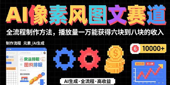 AI像素风图文赛道：全流程制作方法，播放量一万能获得6块到8块的收入-微众资源