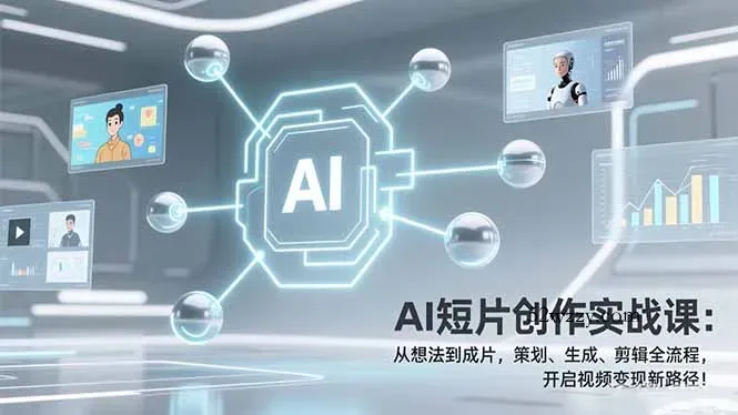 AI短片创作实战课：从想法到成片，策划、生成、剪辑全流程，开启视频变现新路径！-微众资源
