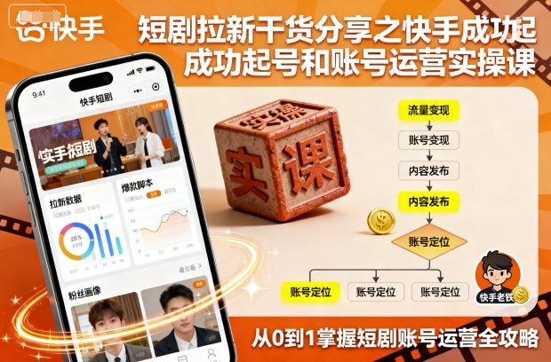短剧拉新干货分享之快手成功起号和账号运营实操课-微众资源