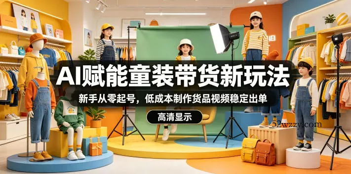 AI赋能童装带货新玩法，新手从零起号，低成本制作货品视频稳定出单-微众资源