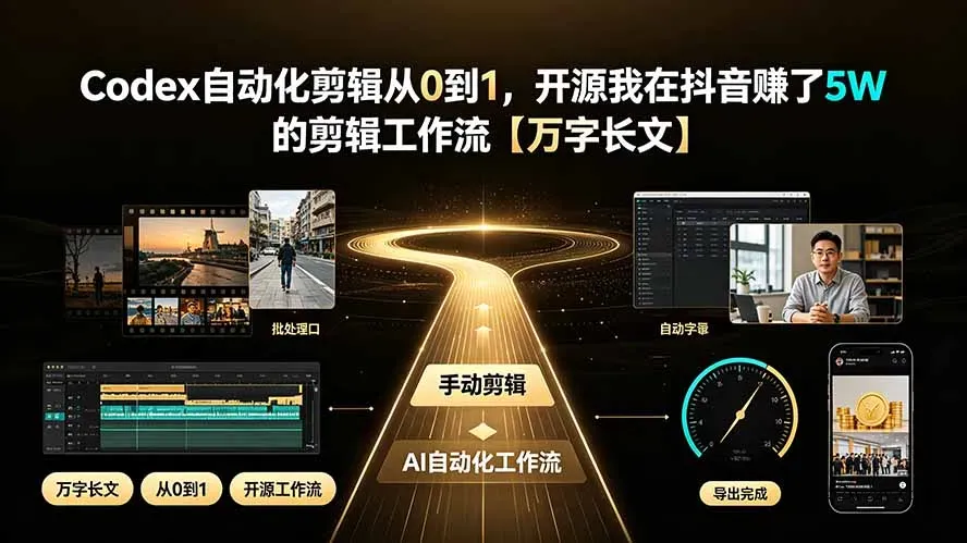 Codex自动化剪辑从0到1，开源我在抖音赚了5W 的剪辑工作流【万字长文】-微众资源