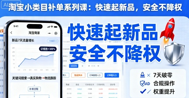 淘宝小类目补单系列课，快速起新品，安全不降权-微众资源