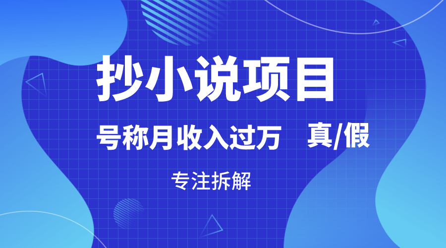 抄小说项目，号称月入过万，到底是否真实，能不能做，详细拆解-微众资源