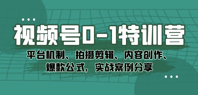 最强视频号0-1小白特训营的实战技巧：平台机制、拍摄剪辑、内容创作、爆款公式，实战案例分享-微众资源